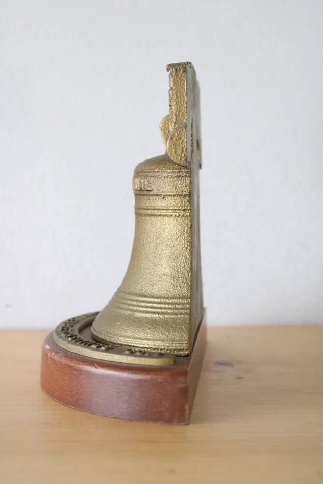 Lancaster Malleable Castings Co Liberty Bell Solid Metal Bookend Jubilee Thrift Earrings