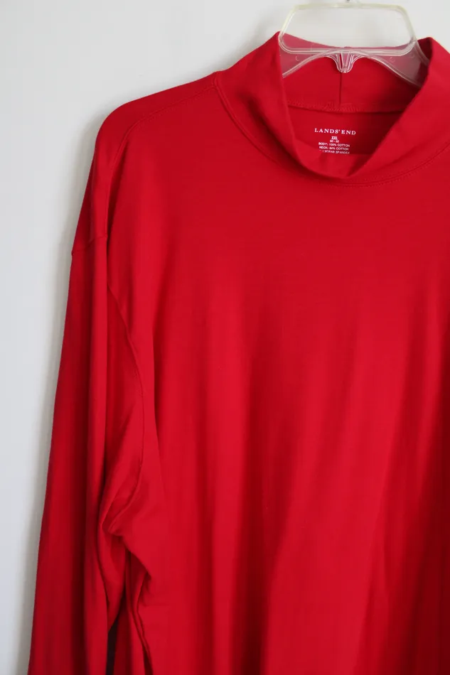 Lands End Earrings Lands End Red Mock Neck Long Sleeved Shirt XXL