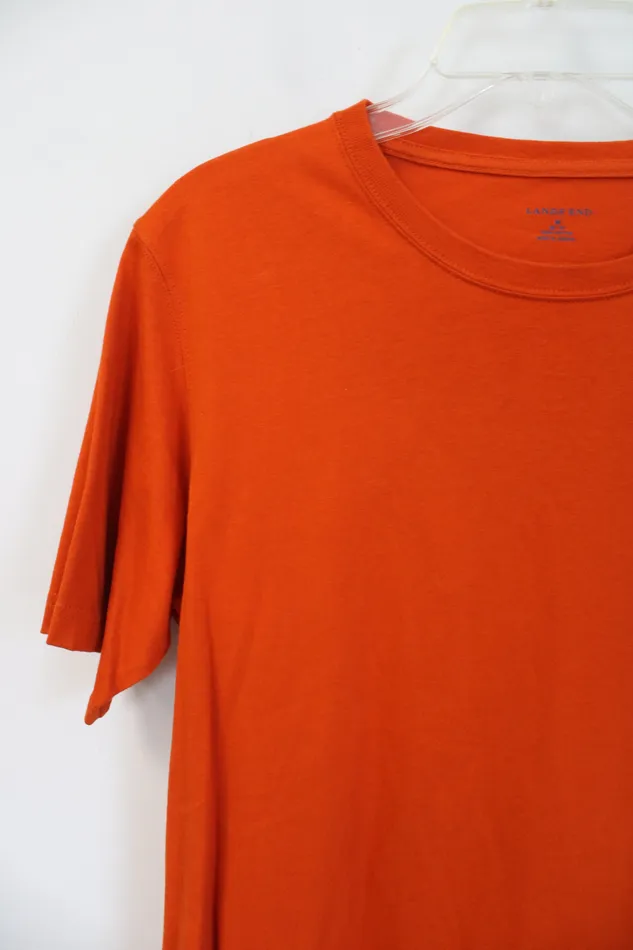 Lands End Earrings Lands End Solid Orange Short Sleeved Cotton Shirt M