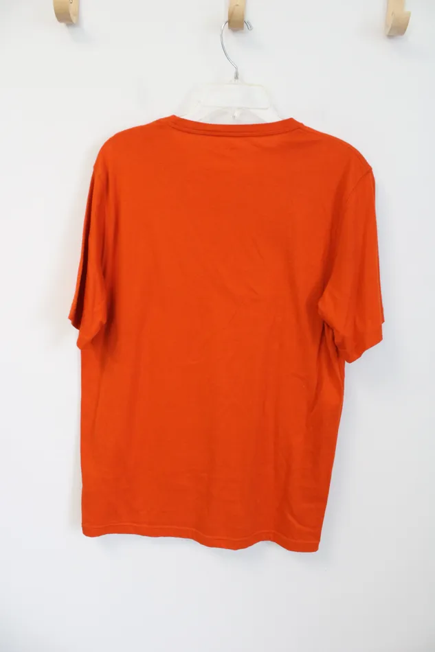 Lands End Earrings Lands End Solid Orange Short Sleeved Cotton Shirt M