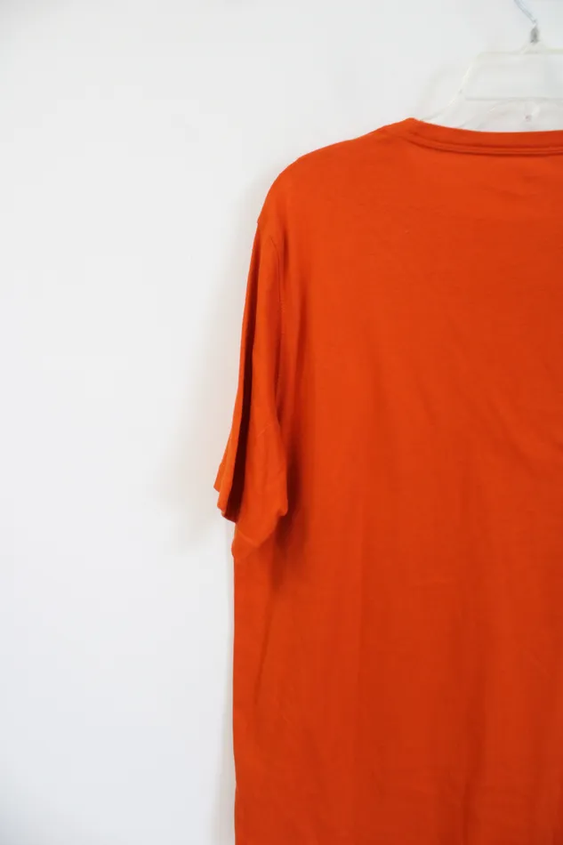 Lands End Earrings Lands End Solid Orange Short Sleeved Cotton Shirt M