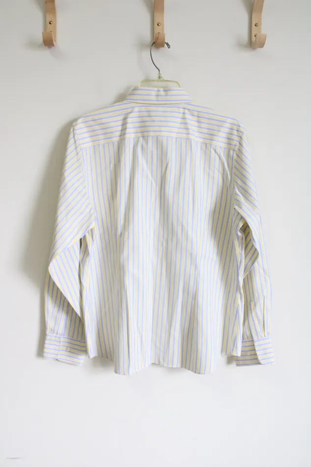 Lands End Earrings Lands End Yellow Striped Cotton Button Down Shirt 14