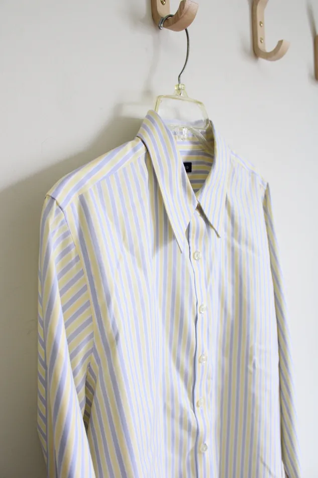 Lands End Earrings Lands End Yellow Striped Cotton Button Down Shirt 14