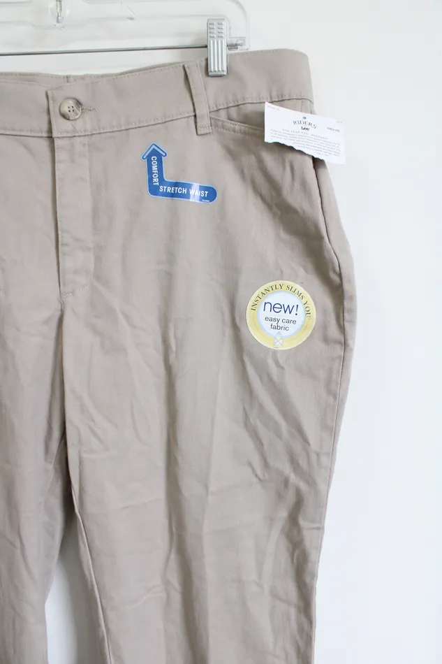 Lee Earrings Riders by Lee Stretch Waist Slimming Khaki Dress Pants 16P