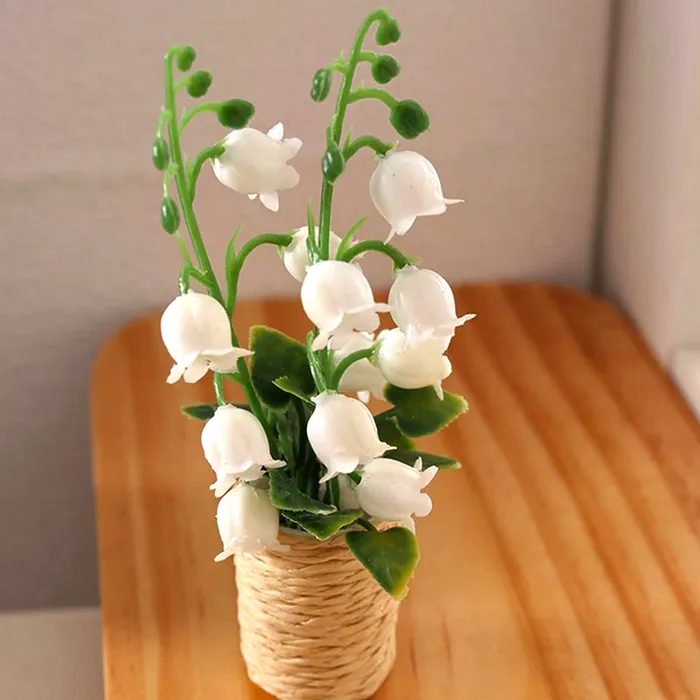 Lily of the Valley Plant in Basket 16 Scale Dollhouse Accessory Miniatures by NC Necklaces Lily of the Valley Plant in Basket 16 Scale Dollhouse Accessory Miniatures by NC Necklaces