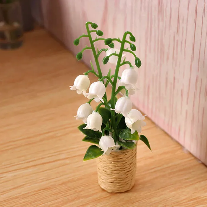 Lily of the Valley Plant in Basket 16 Scale Dollhouse Accessory Miniatures by NC Necklaces