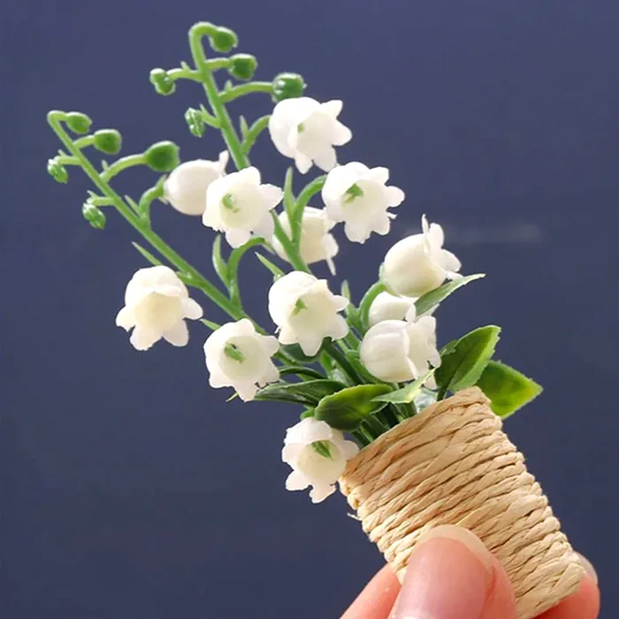 Lily of the Valley Plant in Basket 16 Scale Dollhouse Accessory Miniatures by NC Necklaces