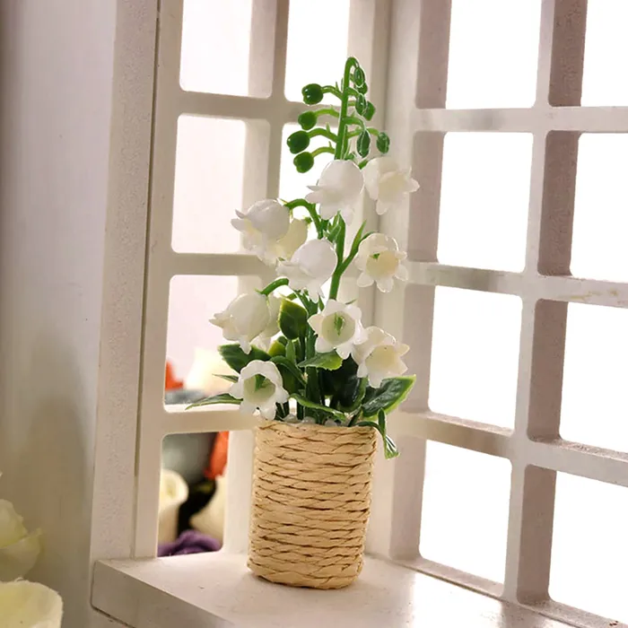 Lily of the Valley Plant in Basket 16 Scale Dollhouse Accessory Miniatures by NC Necklaces
