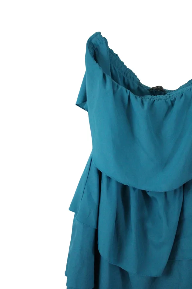 Lily Rose Lily Rose Teal Ruffle Dress M Earrings