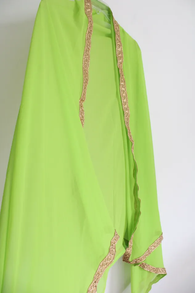 Lime Green Gold Edged Dupatta Shawl Jubilee Thrift PreStyled Sets
