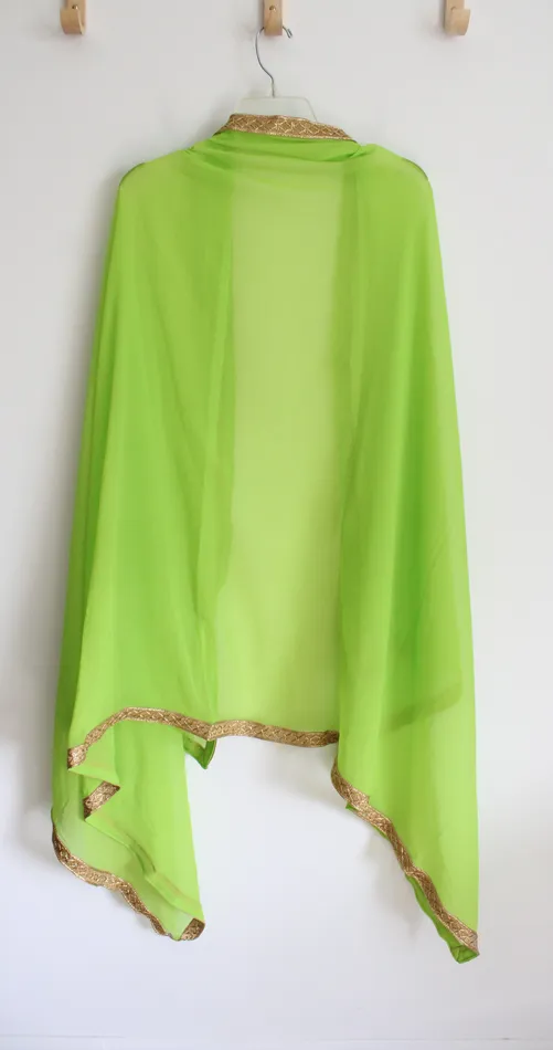 Lime Green Gold Edged Dupatta Shawl Jubilee Thrift PreStyled Sets