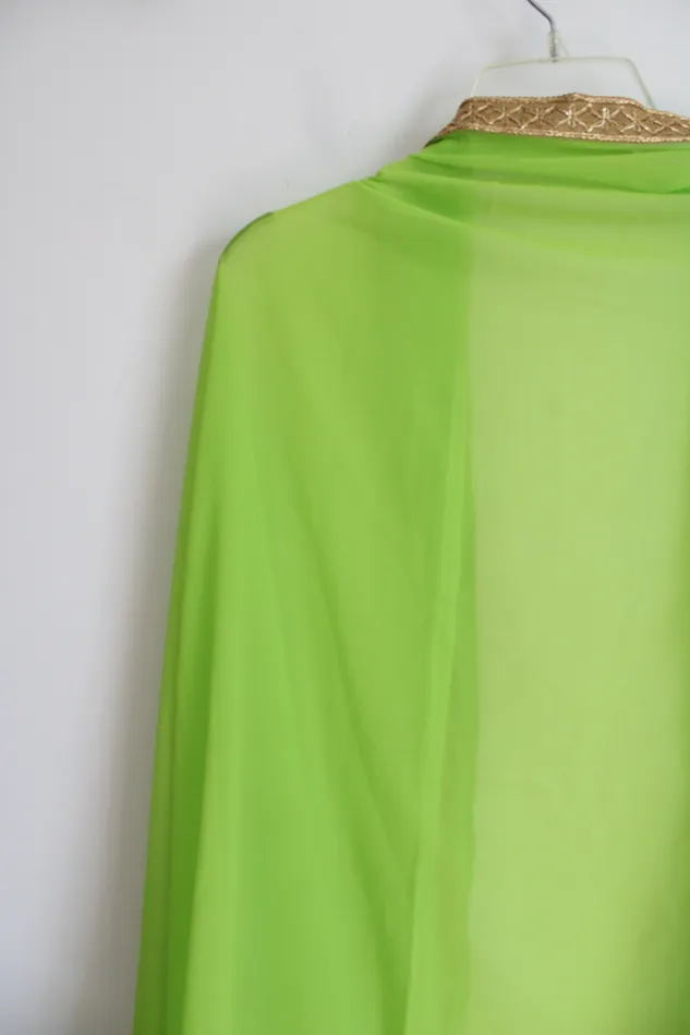 Lime Green Gold Edged Dupatta Shawl Jubilee Thrift PreStyled Sets