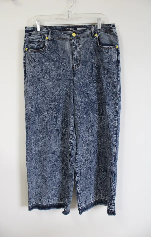 LOGO Earrings LOGO Smiley World Wide Leg Acid Wash Jeans 12