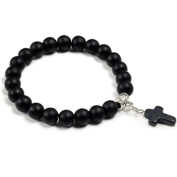 Lords Guidance Bracelets Cross Bead Bracelet br Charm Black