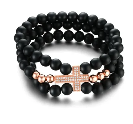 Lords Guidance Bracelets Cross Bead Bracelet br Diamond Rose Gold