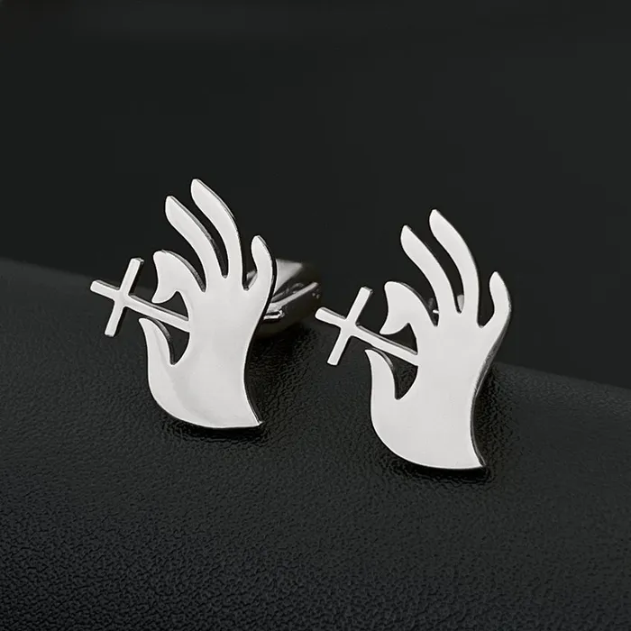 Lords Guidance Christian Cross Faith Cufflink Set Earrings