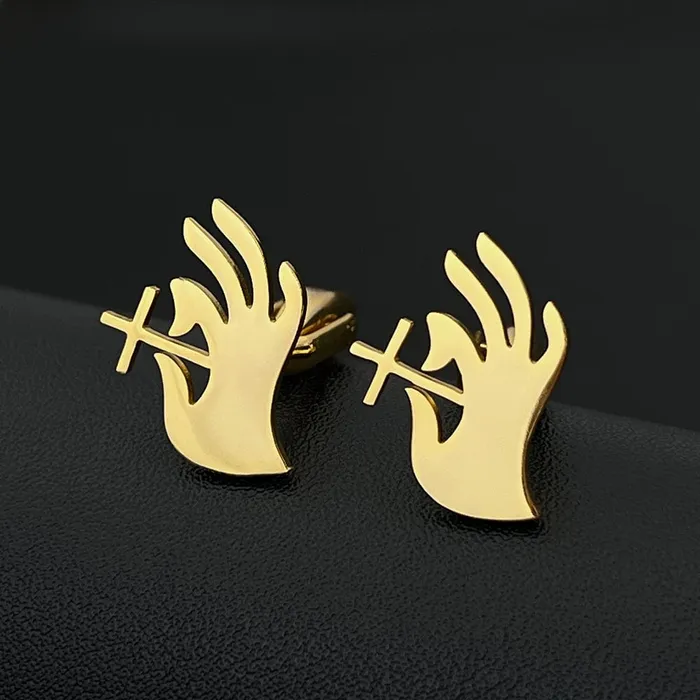 Lords Guidance Christian Cross Faith Cufflink Set Earrings
