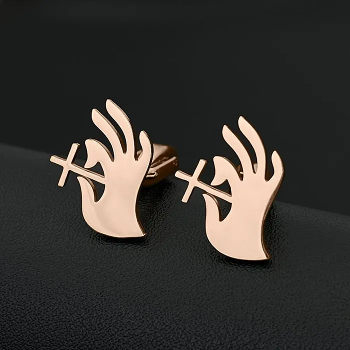 Lords Guidance Christian Cross Faith Cufflink Set Earrings