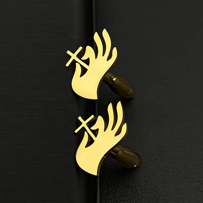 Lords Guidance Christian Cross Faith Cufflink Set Earrings