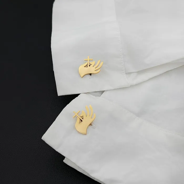 Lords Guidance Christian Cross Faith Cufflink Set Earrings