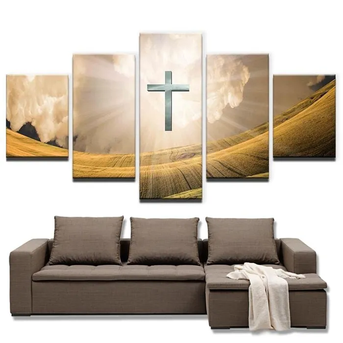 Lords Guidance Earrings Christian Canvas Artbr Cross In Wheat Field
