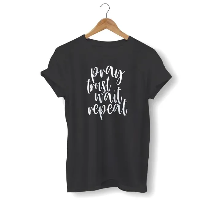 Lords Guidance Earrings Christian TShirt br Pray Trust Wait Repeat