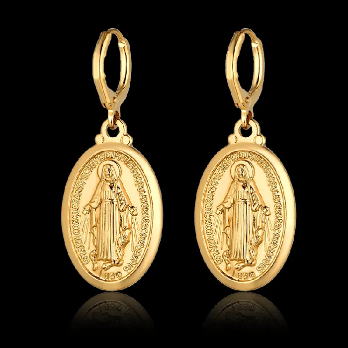 Lords Guidance Earrings Christian Virgin Mary Drop Dangle Earrings