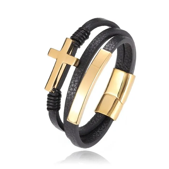 Lords Guidance Mens Cross Bracelet br Leather Cuff Bracelets