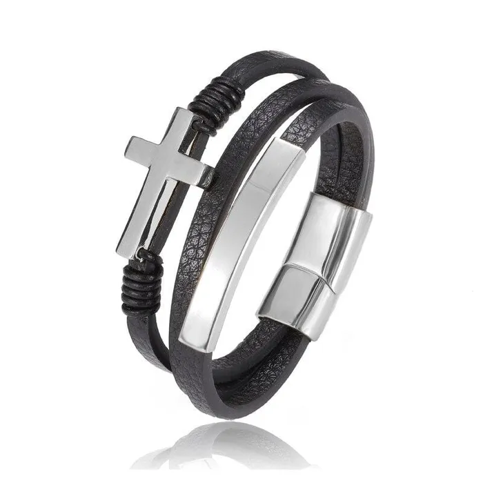 Lords Guidance Mens Cross Bracelet br Leather Cuff Bracelets
