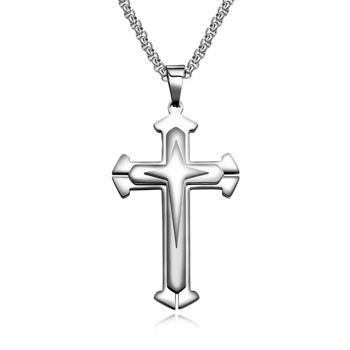 Lords Guidance Necklaces Mens Christian Necklace br Layered Silver