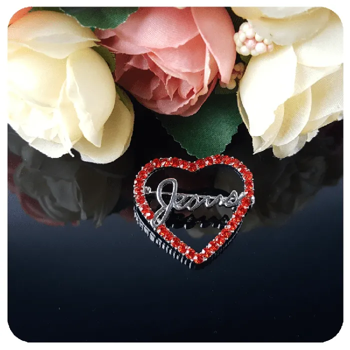 Lords Guidance Rings Red Rhinestone Heart Jesus Lapel Pin