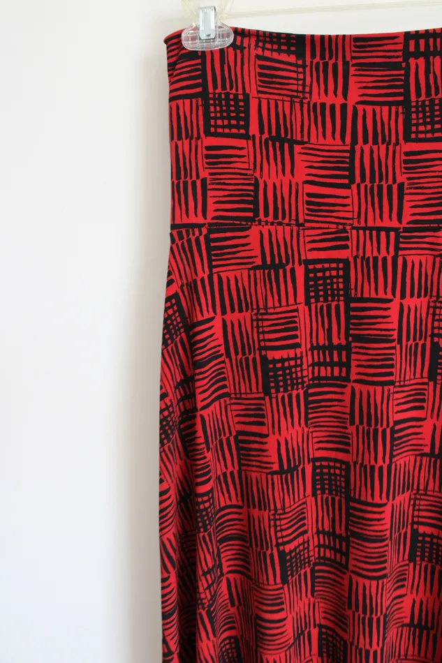 LuLaRoe LuLaRoe Black Red Patterned Maxi Skirt XXS Rings