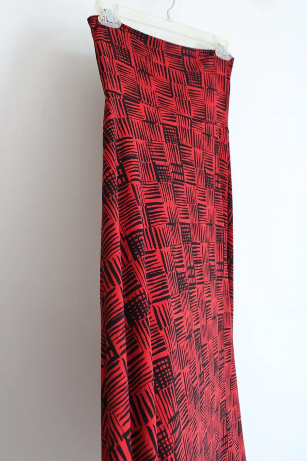 LuLaRoe LuLaRoe Black Red Patterned Maxi Skirt XXS Rings