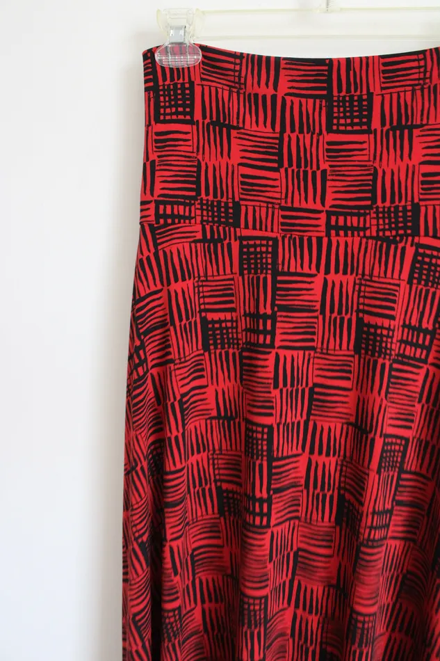 LuLaRoe LuLaRoe Black Red Patterned Maxi Skirt XXS Rings