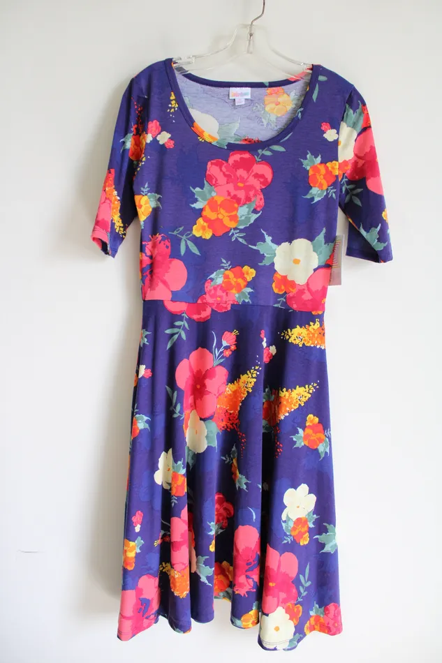 LuLaRoe Rings NEW LuLaRoe Blue Floral Nicole Dress M