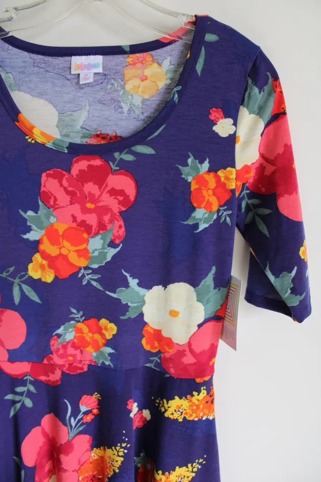 LuLaRoe Rings NEW LuLaRoe Blue Floral Nicole Dress M