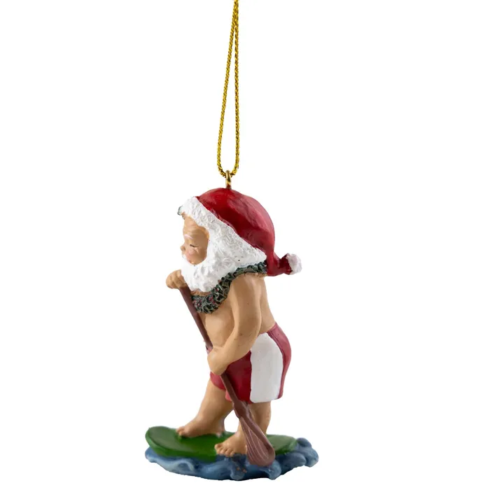 MADDENCORP Earrings Handpainted Paddleboarding Santa Christmas Ornament