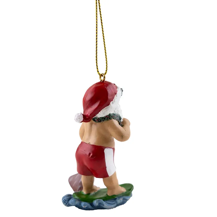 MADDENCORP Earrings Handpainted Paddleboarding Santa Christmas Ornament