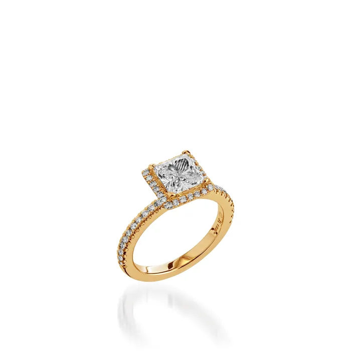 Majesty Princess Cut Yellow Gold Engagement Ring John Atencio Rings