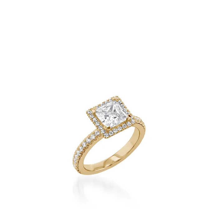 Majesty Princess Cut Yellow Gold Engagement Ring John Atencio Rings