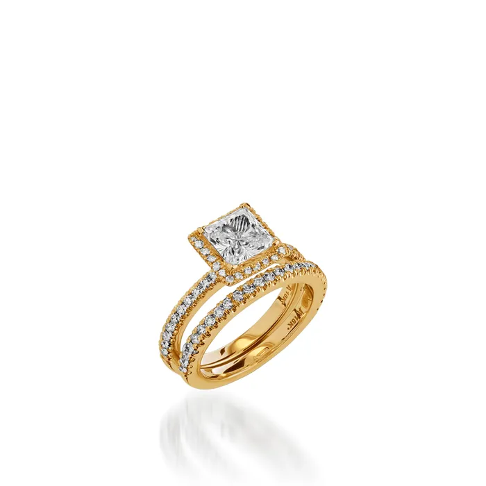Majesty Princess Cut Yellow Gold Engagement Ring John Atencio Rings