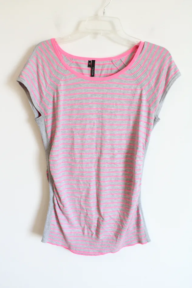 Maurices Earrings Maurices Gray Pink Striped Knit Top L