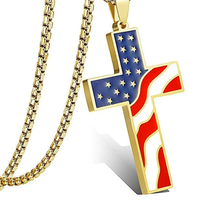 Mens Christian Necklace br American Flag Lords Guidance Necklaces