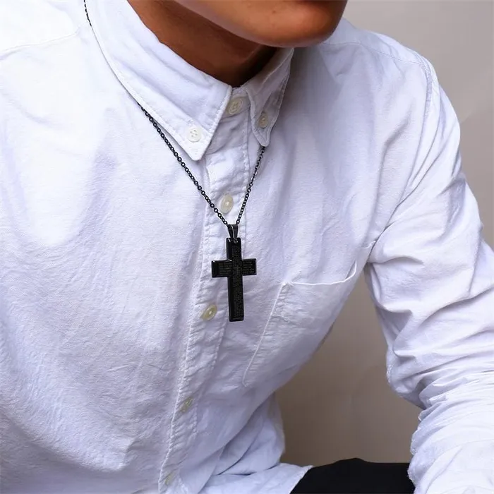 Mens Christian Necklace br Lords Prayer Cross Lords Guidance Necklaces