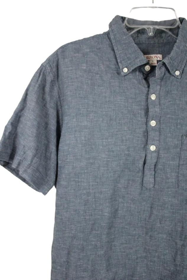 Merona Blue Greeon Linen Blend Shirt L Merona Rings