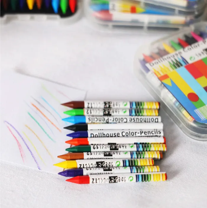 Miniature working Crayon set made from real crayons 16 Scale Doll Accessory Miniatures by NC Earrings