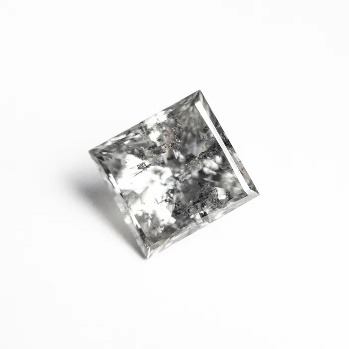 Misfit Diamonds Earrings Salt and Pepper Brilliant Diamond 222ct Princess Cut