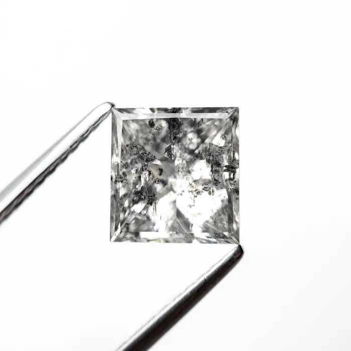 Misfit Diamonds Earrings Salt and Pepper Brilliant Diamond 222ct Princess Cut
