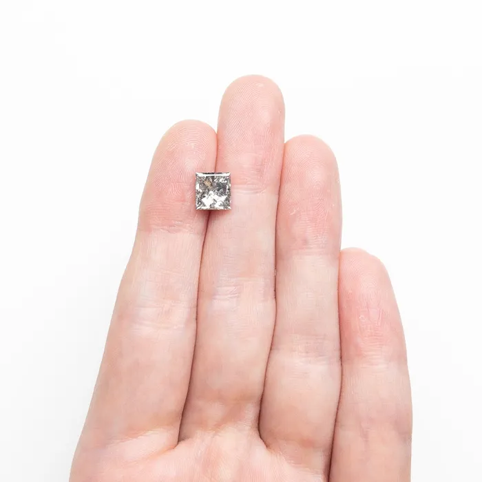 Misfit Diamonds Earrings Salt and Pepper Brilliant Diamond 222ct Princess Cut