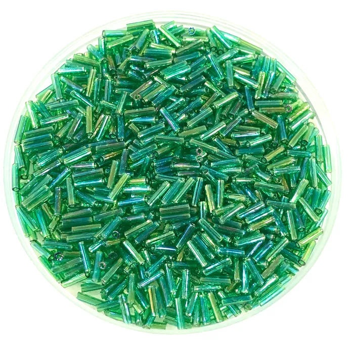Miyuki Bugles size 6mm 0179 Transparent Green AB 10 grams Peppy Beads Earrings Miyuki Bugles size 6mm 0179 Transparent Green AB 10 grams Peppy Beads Earrings